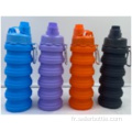 Bouteille en silicone de couleur unie pliable de 500 ml, style 1